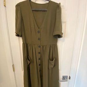 Olive green dress, new size L